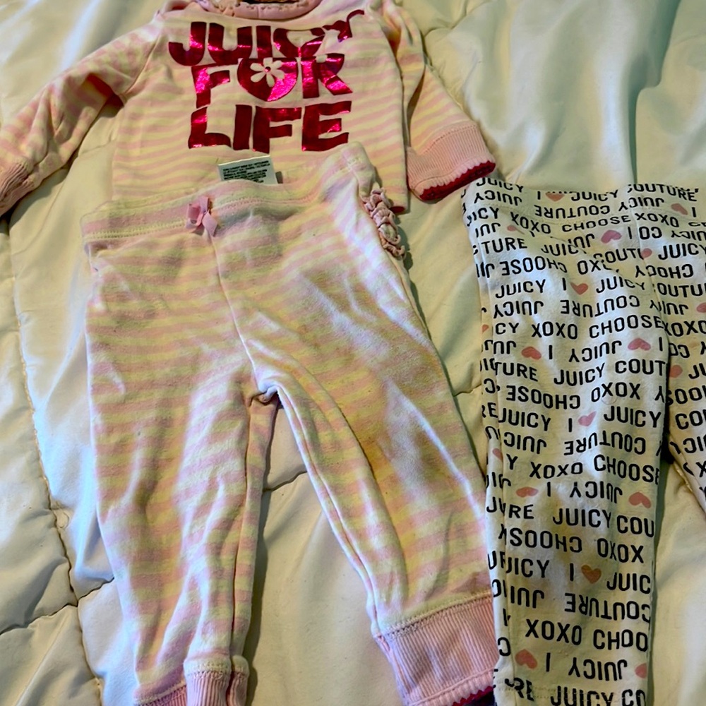 Juice couture baby pink set with extra pants size 3/6 months